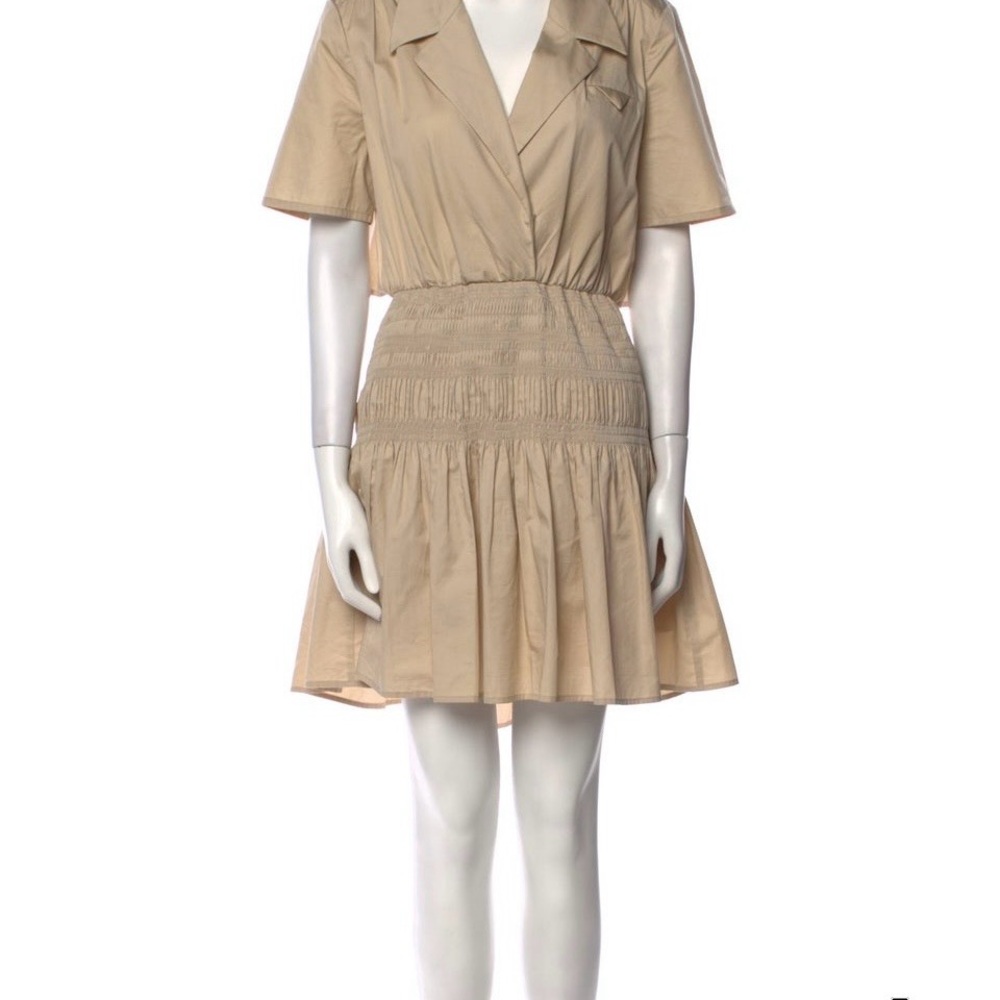 Self-Portrait Tan Mini Dress with Short Sleeves
